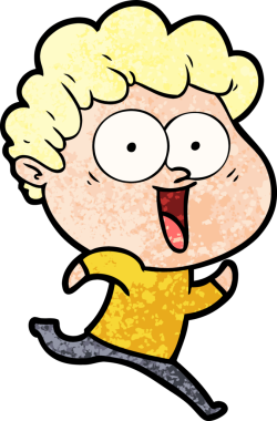 Bir insan tarafından çizilmiş heyecanlı bir adam karikatürü