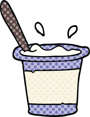 Bir insan tarafından çizilmiş çizgi roman tarzı yoğurt.