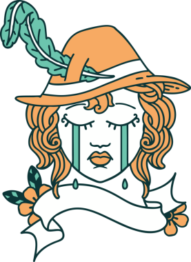 Retro Dövme Tarzı İnsan Ozan Karakteri Yüzü Bir İnsan Tarafından Çizildi