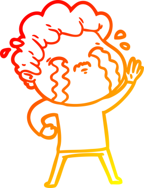 Bir insan tarafından çizilmiş ağlayan bir çizgi film karakteri çizimi.