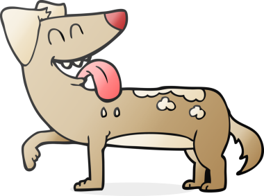 Bir insan tarafından çizilmiş serbest çizim, nefes nefese bir köpek.