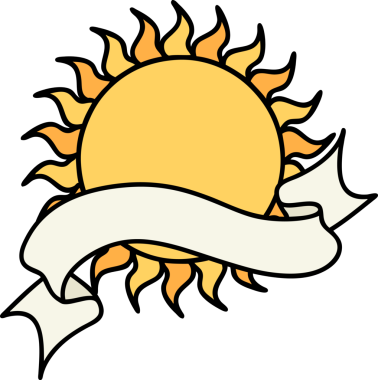 Bir insan tarafından çizilmiş geleneksel güneş dövmesi.