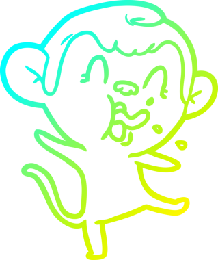 Bir insan tarafından çizilmiş çılgın bir çizgi film maymunu çizimi