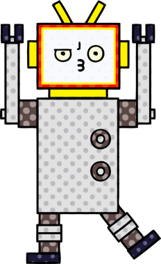 bir insan tarafından çizilmiş bir robotun çizgi roman tarzı