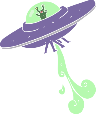 Bir insan tarafından çizilmiş uzay gemisinin düz renk çizimi