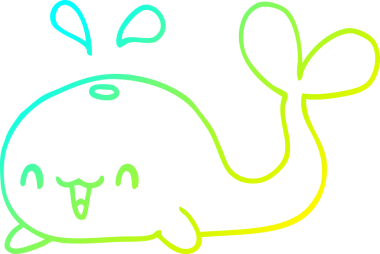 Bir insan tarafından çizilmiş mutlu balina çizgi çizimi