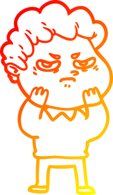 Bir insan tarafından çizilmiş kızgın bir adamın sıcak çizgi çizimi.