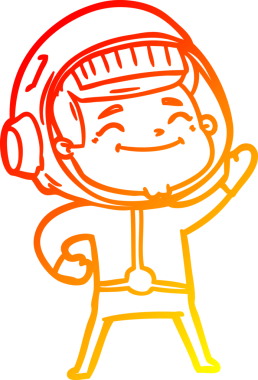 Bir insan tarafından çizilmiş mutlu bir astronotun sıcak çizgi çizimi