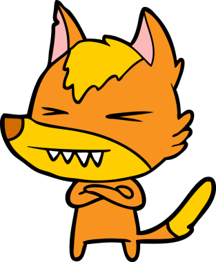 Bir insan tarafından çizilmiş tilki çizgi film karakteri