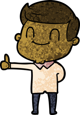 Bir insan tarafından çizilmiş çizgi film dostu bir adam.