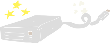 Bir insan tarafından çizilmiş bilgisayar sabit diskinin düz renk çizimi