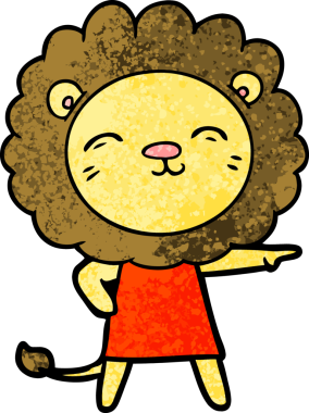 Bir insan tarafından çizilmiş çizgi film aslanı.