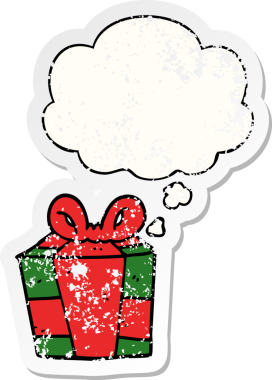 Düşünce baloncuğu olan bir çizgi film, insan tarafından çizilmiş yıpranmış bir çıkartma gibi.