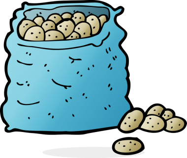 Bir insan tarafından çizilmiş patates çuvalı.