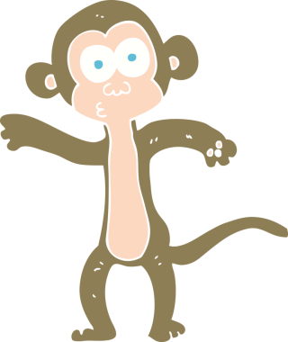 Bir insan tarafından çizilmiş maymun düz renk çizimi