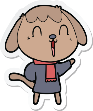 Bir insan tarafından çizilmiş şirin bir köpeğin çıkartması.