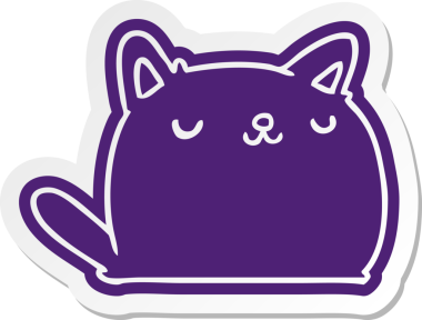 Bir insan tarafından çizilmiş sevimli kawaii kedisinin çizgi film etiketi.