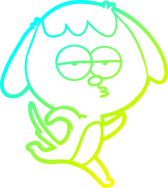 Bir insan tarafından çizilmiş ve sıkılmış bir köpeğin soğuk çizgi çizimi.