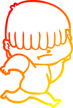 Bir insan tarafından çizilmiş dağınık saçlı bir çizgi film çocuğunun sıcak çizgi çizimi.