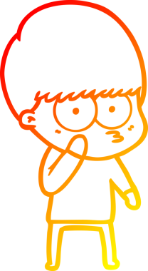 Bir insan tarafından çizilmiş meraklı bir çizgi film çocuğunun sıcak çizgi çizgisi.