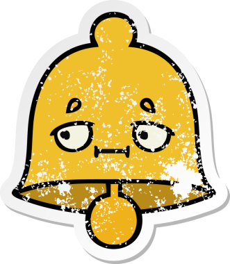 Bir insan tarafından çizilmiş sevimli bir çanın sıkıntılı çıkartması.