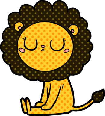 Bir insan tarafından çizilmiş çizgi film aslanı.