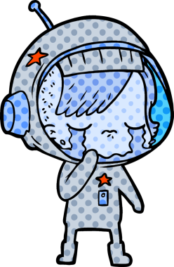 Bir insan tarafından çizilmiş ağlayan astronot kız.