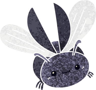 Bir insan tarafından çizilmiş tuhaf çizim tarzı uçan böcek.