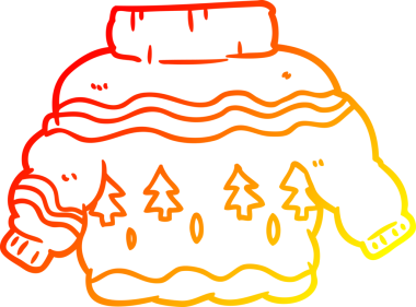 Bir insan tarafından çizilmiş utanç verici bir Noel atlamasının sıcak çizgi çizimi