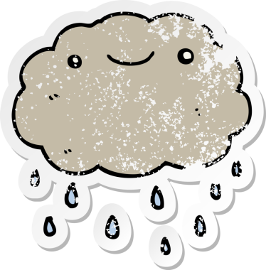 Bir insan tarafından çizilmiş karikatür bulutunun sıkıntılı çıkartması.