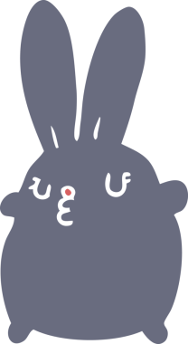 Bir insan tarafından çizilmiş düz renk çizgi film tavşanı.