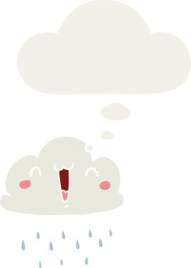 Düşünce baloncuklu karikatür fırtına bulutu insan tarafından çizilmiş.