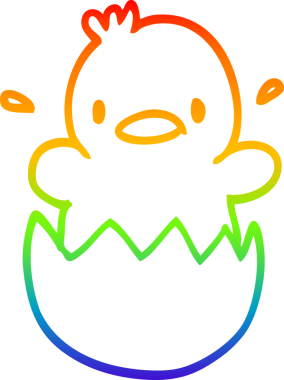 Gökkuşağı gradyanı çizimi. Bir insan tarafından çizilmiş şirin bir karikatür yavrusu.