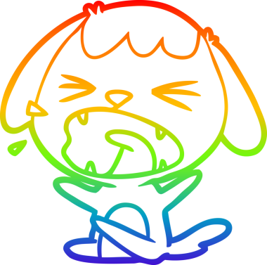 Gökkuşağı gradyan çizgisi bir insan tarafından çizilmiş şirin bir çizgi köpek havlaması.