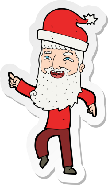 Bir insan tarafından çizilmiş karikatür hipster Noel Baba etiketi.