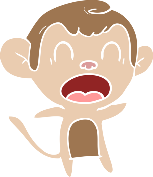 Bir insan tarafından çizilmiş düz renkli çizgi film maymunu