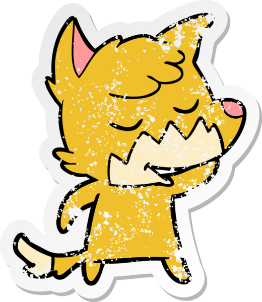 Bir insan tarafından çizilmiş dost canlısı bir tilkinin sıkıntılı çıkartması.