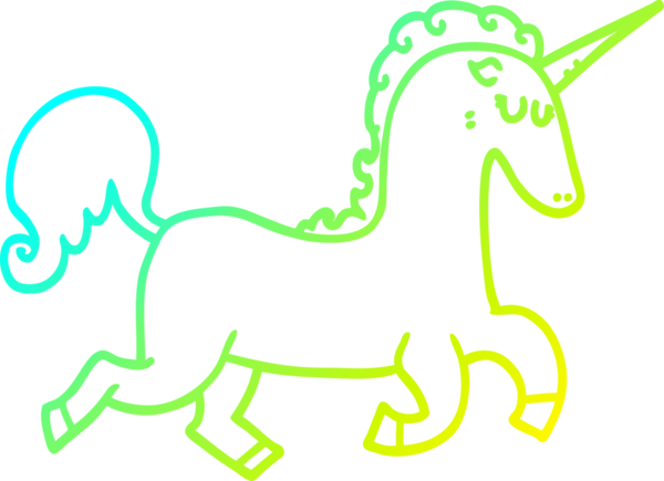 Bir insan tarafından çizilen tek boynuzlu atın soğuk gradyan çizimi