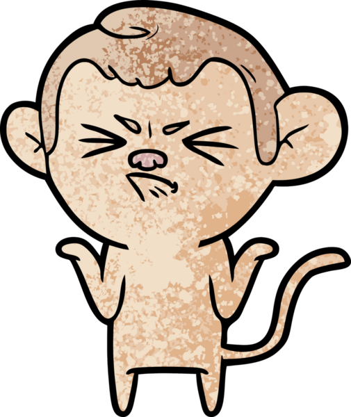 Bir insan tarafından çizilmiş sinir bozucu bir maymun.