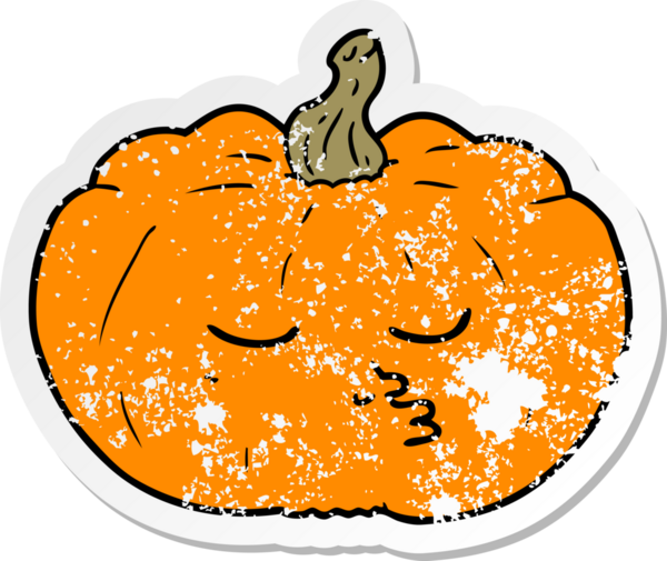 Bir insan tarafından çizilmiş karikatür balkabağı etiketi.