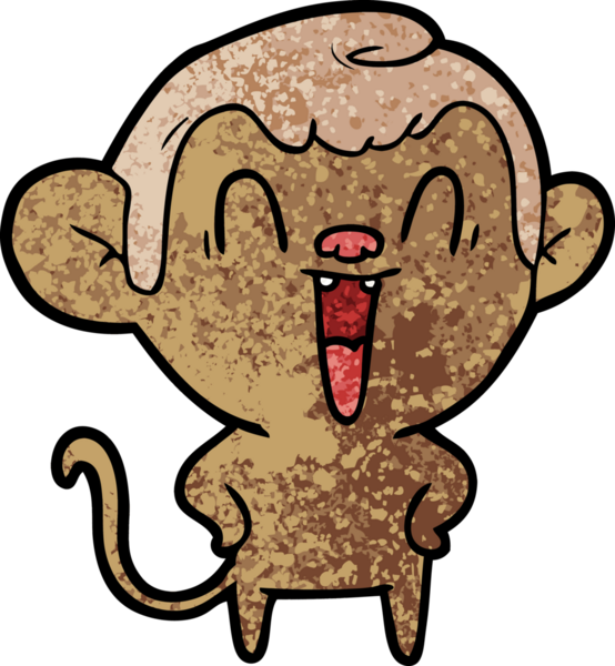 Bir insan tarafından çizilmiş gülen maymun çizgi filmi