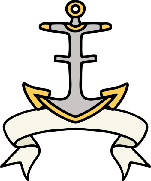 Bir insan tarafından çizilmiş geleneksel bir çapa dövmesi.