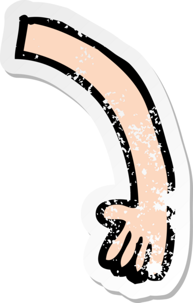 Bir insan tarafından çizilmiş bir karikatür kolunun gerilmiş çıkartması.