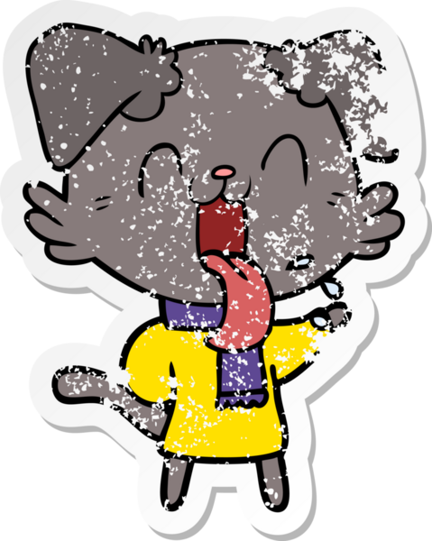 Bir insan tarafından çizilmiş, nefes nefese kalmış bir köpeğin sıkıntılı çıkartması.