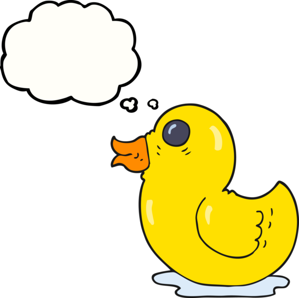 Bir insan tarafından çizilmiş serbest çizim balon karikatür plastik ördek