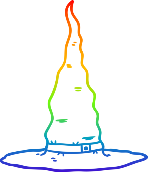 Gökkuşağı gradyan çizgi çizimi bir insan tarafından çizilmiş cadı şapkası