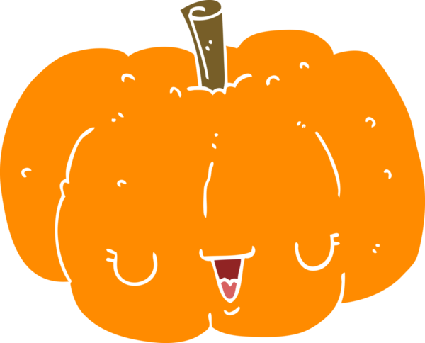 Bir insan tarafından çizilmiş düz renkli balkabağı.