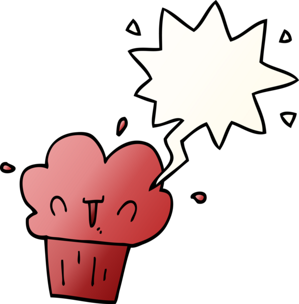 Bir insan tarafından çizilmiş yumuşak eğimli konuşma baloncuklu çizgi film keki.