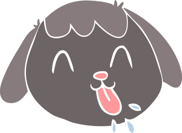 Bir insan tarafından çizilmiş düz renk çizgi film köpek yüzü