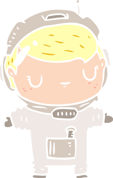 Bir insan tarafından çizilmiş düz renkli çizgi film astronotu